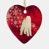 Red Gold Snowflake Labradoodle Dog Keramik Ornament (Rechts)