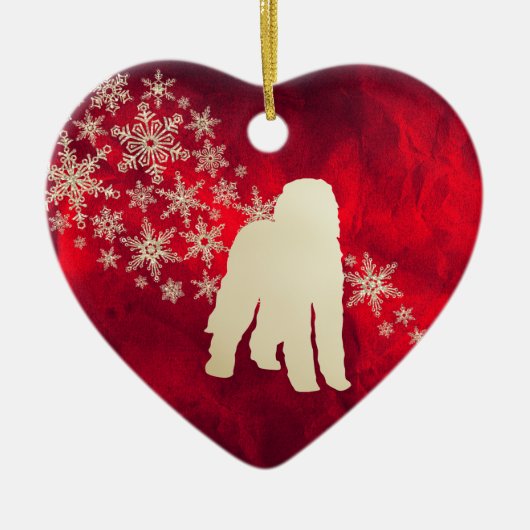 Red Gold Snowflake Labradoodle Dog Keramik Ornament (Vorne)