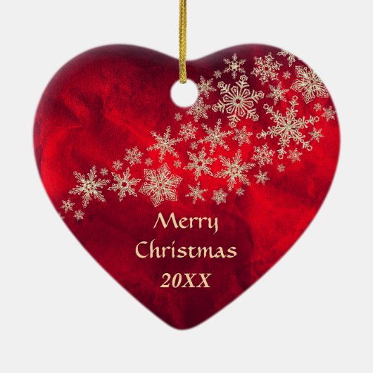 Red Gold Snowflake Labradoodle Dog Keramik Ornament (Hinten)