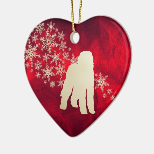 Red Gold Snowflake Labradoodle Dog Keramik Ornament (Links)