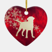 Red Gold Snowflake Labrador Retriever Keramik Ornament (Vorne)