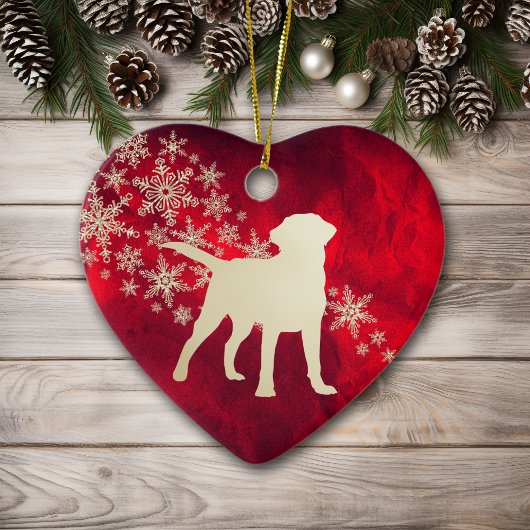 Red Gold Snowflake Labrador Retriever Keramik Ornament