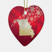 Red Gold Snowflake Missouri Herz Keramik Ornament (Links)