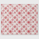 Red & Gold Snowflake Muster Geschenkpapier (Flach)