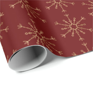 Red Gold Snowflake Muster Geschenkpapier