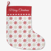 Red Gold Snowflake Muster Großer Weihnachtsstrumpf (Vorderseite)