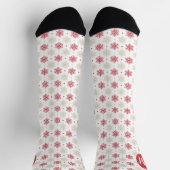 Red Gold Snowflake Muster Monogram Socken (Oben)