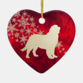 Red Gold Snowflake Neufundland Hund Keramik Ornament (Vorne)
