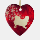Red Gold Snowflake Pekingese Dog Keramik Ornament (Rechts)