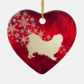 Red Gold Snowflake Pekingese Dog Keramik Ornament (Vorne)