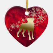 Red Gold Snowflake Rottweiler Keramik Ornament (Vorne)