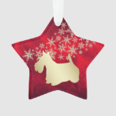 Red Gold Snowflake Scottie Dog Ornament (Vorderseite)