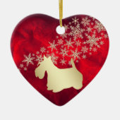 Red Gold Snowflake Scottish Terrier Keramik Ornament (Vorne)