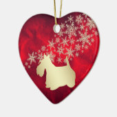 Red Gold Snowflake Scottish Terrier Keramik Ornament (Links)