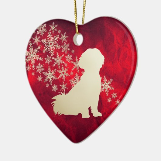 Red Gold Snowflake Shih Tzu Dog Keramik Ornament (Links)