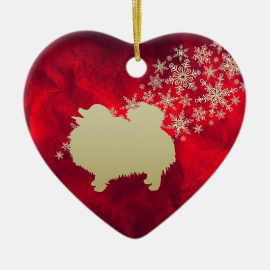 Red Gold Snowflake Spitz Keramik Ornament (Vorne)