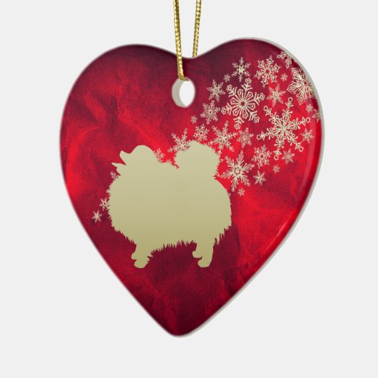 Red Gold Snowflake Spitz Keramik Ornament (Links)