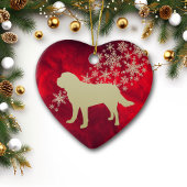 Red Gold Snowflake St Bernard Keramik Ornament