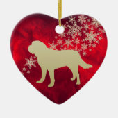 Red Gold Snowflake St Bernard Keramik Ornament (Vorne)