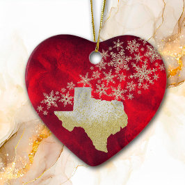 Red Gold Snowflake Texas Herz Keramikornament