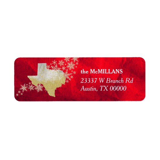 Red Gold Snowflake Texas Rücksendeadresse (Vorne)