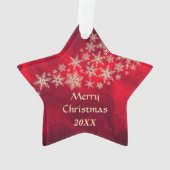 Red Gold Snowflake Texas Star Ornament (Rückseite)