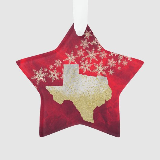 Red Gold Snowflake Texas Star Ornament (Vorderseite)