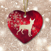Red Gold Snowflake Toy Terrier Keramik Ornament