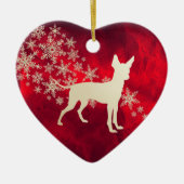 Red Gold Snowflake Toy Terrier Keramik Ornament (Vorne)