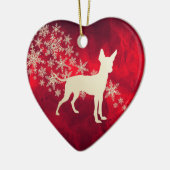 Red Gold Snowflake Toy Terrier Keramik Ornament (Links)