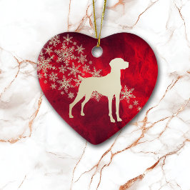 Red Gold Snowflake Vizsla Dog Keramik Ornament