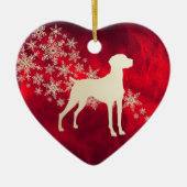 Red Gold Snowflake Vizsla Dog Keramik Ornament (Vorne)