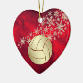 Red Gold Snowflake Volleyball Personalisiert Keramik Ornament (Links)