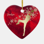 Red Gold Snowflake Volleyball Spieler Keramik Ornament (Vorne)