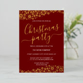 Red Gold Snowflake Weihnachts-Party Folieneinladung (Stehend vorne)
