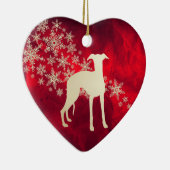 Red Gold Snowflake Whippet Hund Keramik Ornament (Rechts)