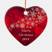 Red Gold Snowflakes Border Collie Keramik Ornament (Hinten)