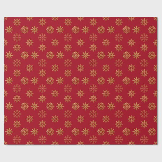 Red Gold Snowflakes Packpapier (Flach)