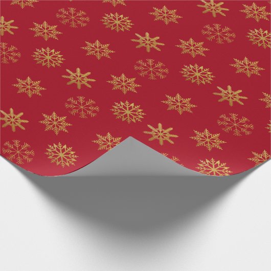Red Gold Snowflakes Packpapier (Ecke)