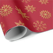 Red Gold Snowflakes Packpapier (Rolleneckpunkt)