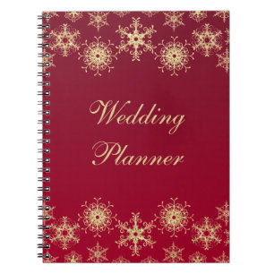 Red, Gold Snowflakes Wedelplaner Notebook Notizblock