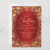 Red & Gold Snowflakes Weihnachtsfeier Einladung (Vorderseite)