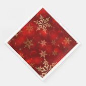Red & Gold Snowflakes Weihnachtsfeiertage Napkins Serviette (Ecke)