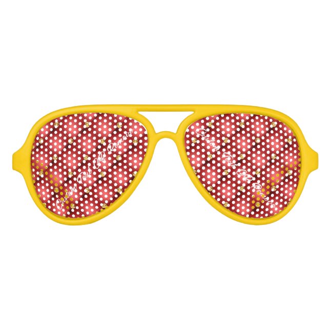 Red Gold Sonnenbrille mit benutzerdefiniertem Text (Vorderseite)