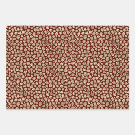Red Gold Sparkle Dots Leopard Print     Geschenkpapier Set (Vorderseite 3)