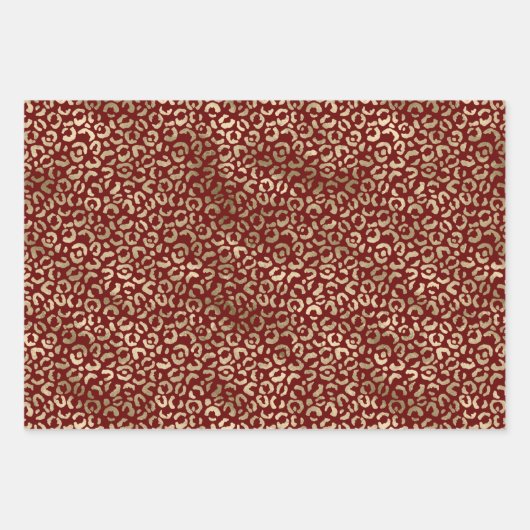 Red Gold Sparkle Dots Leopard Print     Geschenkpapier Set (Vorderseite 2)