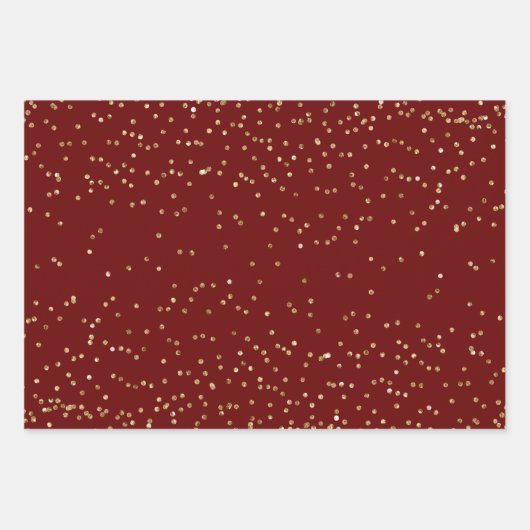 Red Gold Sparkle Dots Leopard Print     Geschenkpapier Set (Vorderseite)