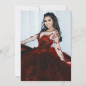 Red Gold Sparkle Quinceañera Balloon Foto Einladung (Rückseite)