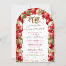 Red Gold Sparkle Quinceañera Balloon Foto