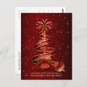 Red Gold Sparkle Weihnachtsball Corporate Gruß Postkarte (Vorne/Hinten)